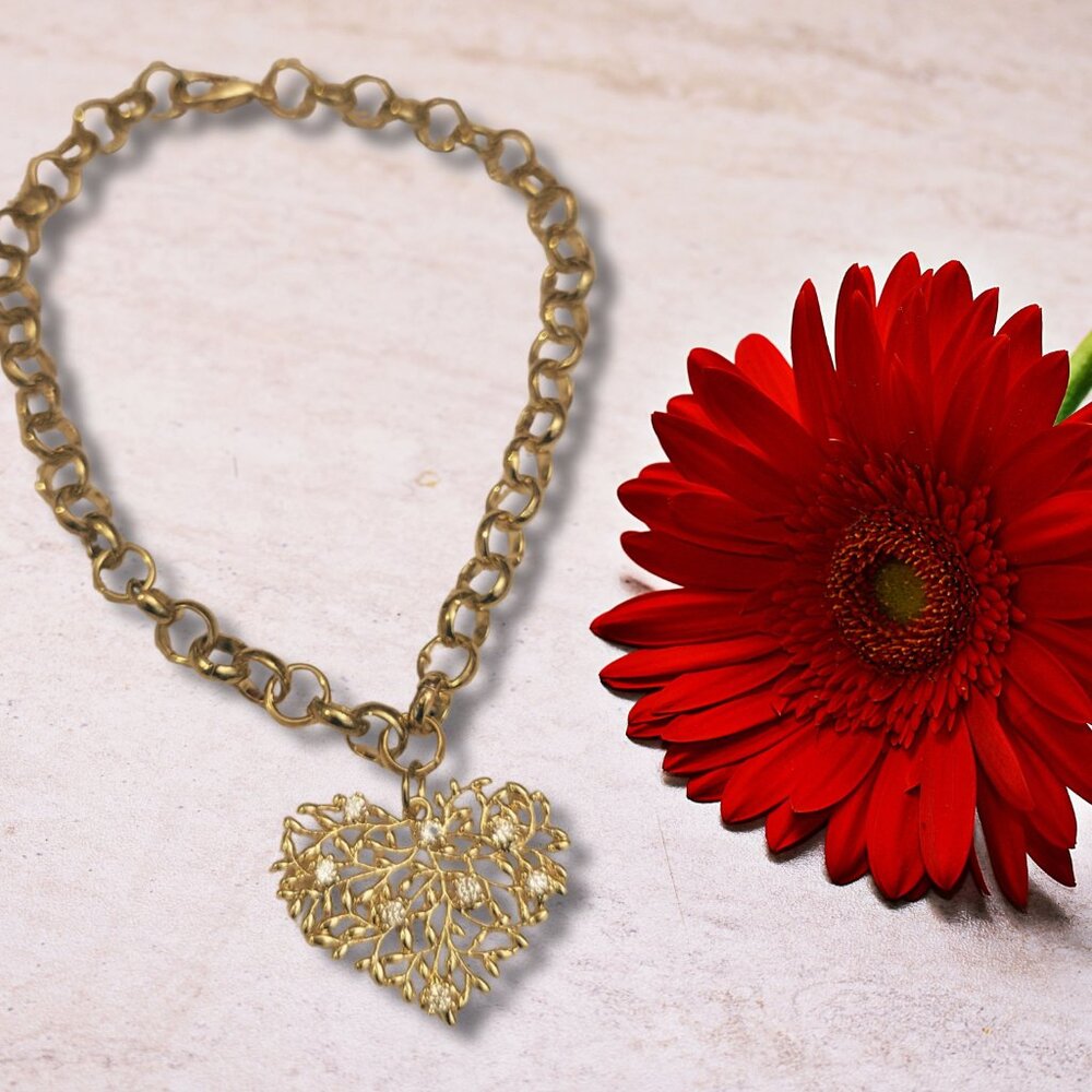Heart Rhinestone Charm Bracelet - Picture 4 of 12